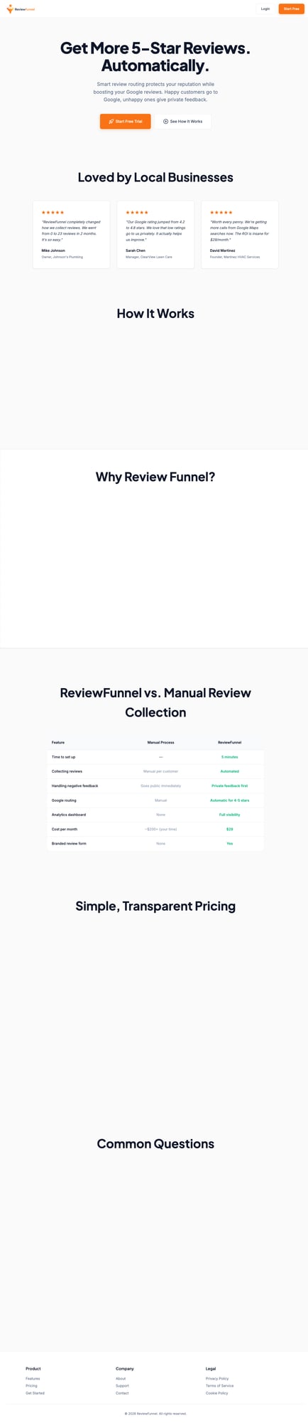 ReviewFunnel dashboard interface